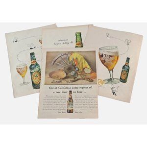 Vintage Beer Ale Print Ads Ballantine Acme Lot Of 4 Mancave Art 10.5x14